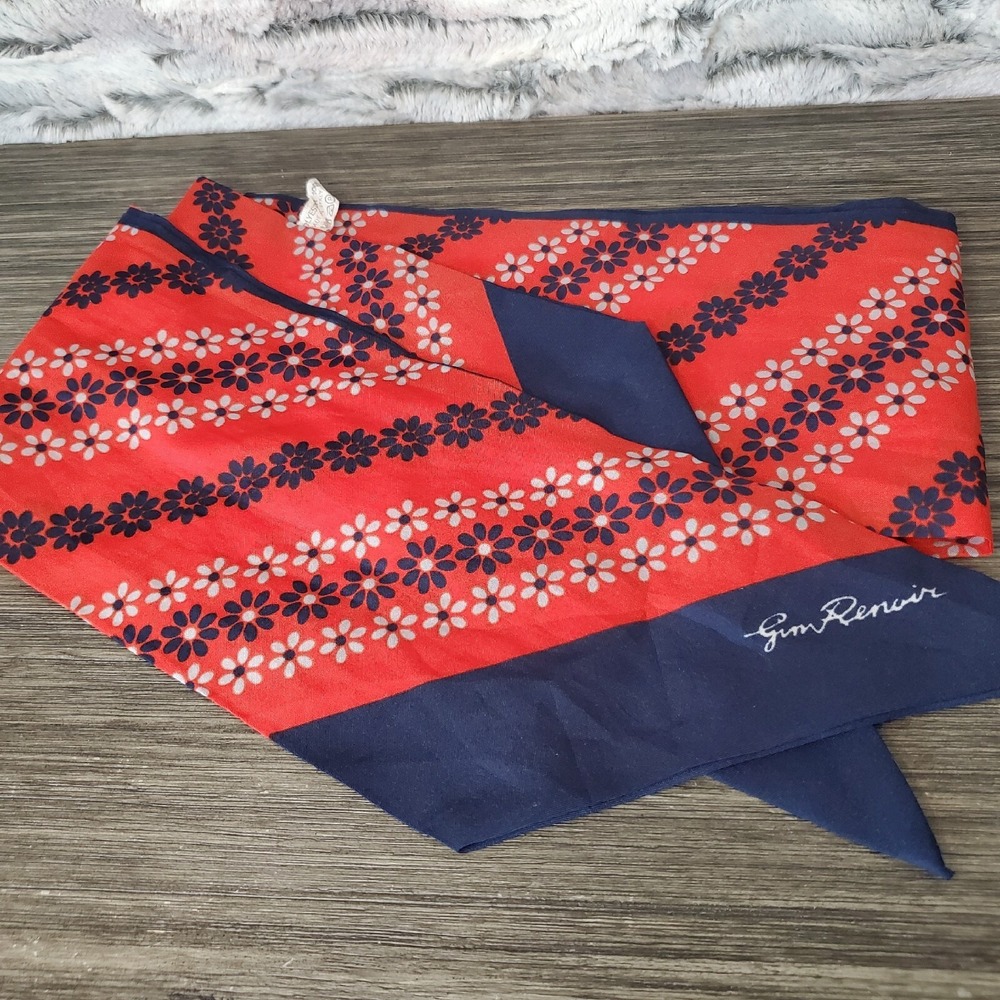 Vintage Gim Jim‎ Renoir Red & Navy Blue Daisy Flowers Kitschy Retro Floral ITALY